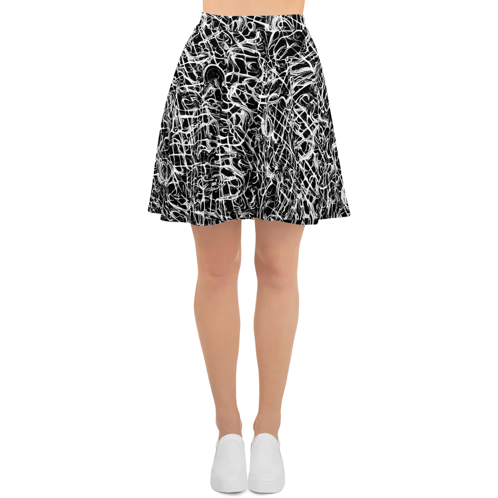 White Noise Bloom on Skater Skirt — Front