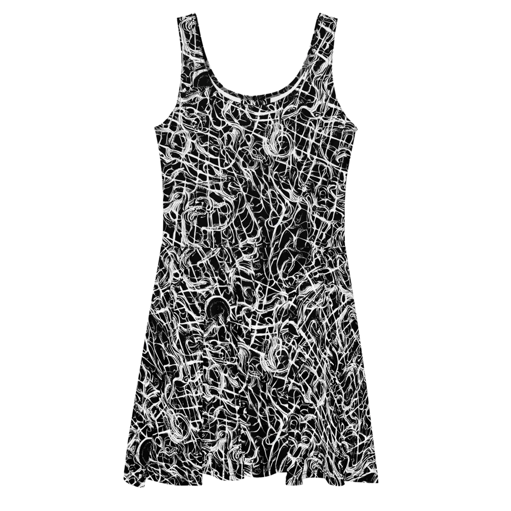 White Noise Bloom on Skater Dress — Front
