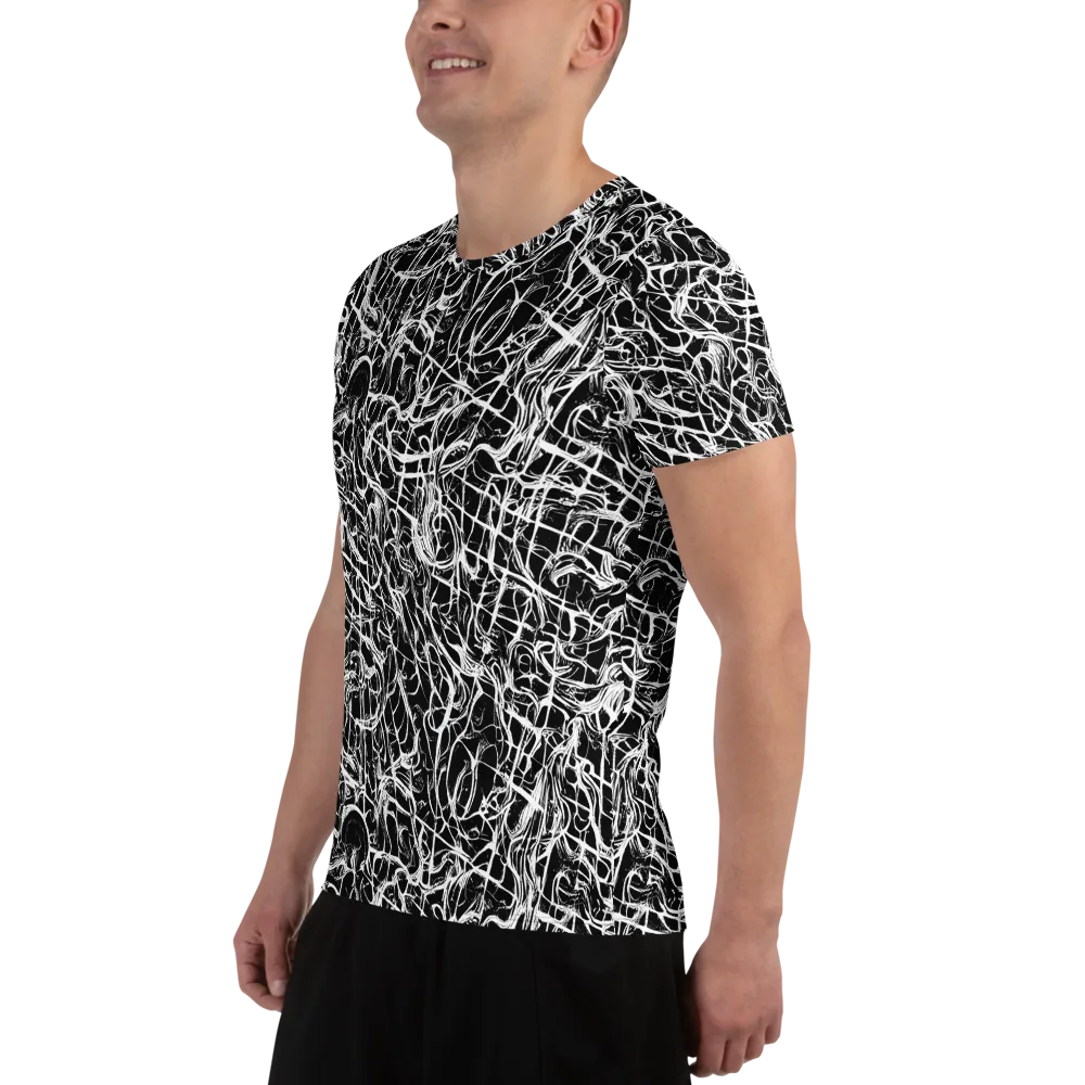 White Noise Bloom on Men's Athletic T-Shirt — Left