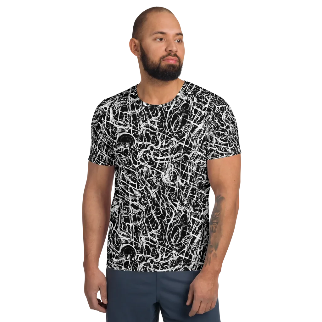 White Noise Bloom on Men's Athletic T-Shirt — Front