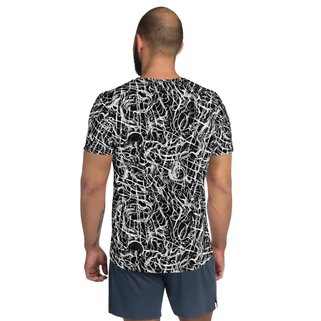 White Noise Bloom on Men's Athletic T-Shirt — Back