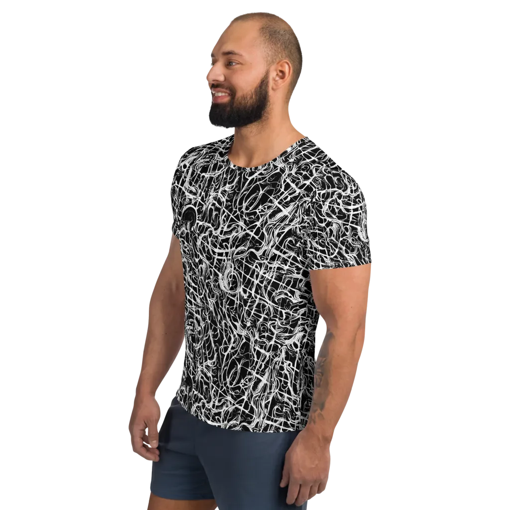 White Noise Bloom on Men's Athletic T-Shirt — Left