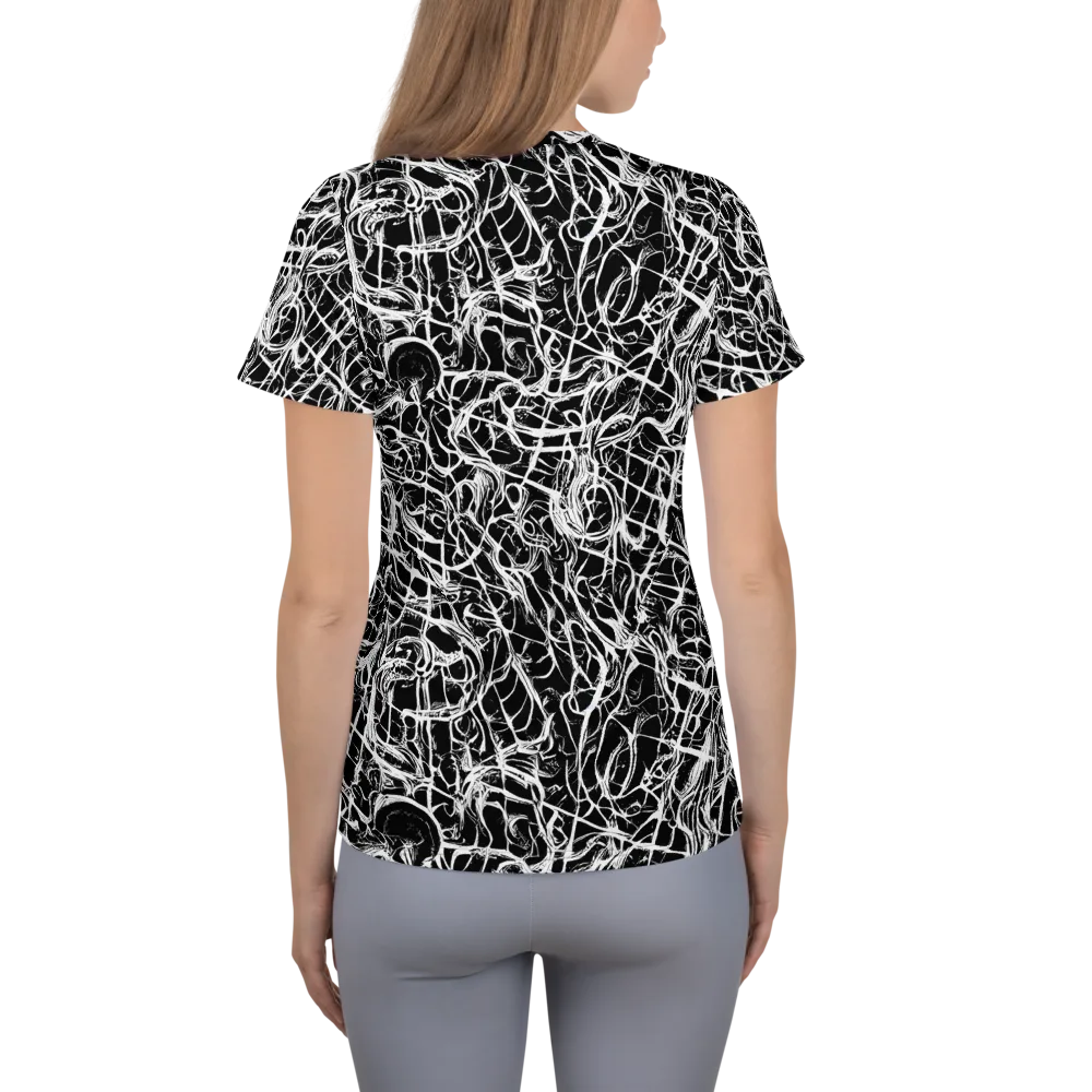 White Noise Bloom on Women's Athletic T-Shirt — Back