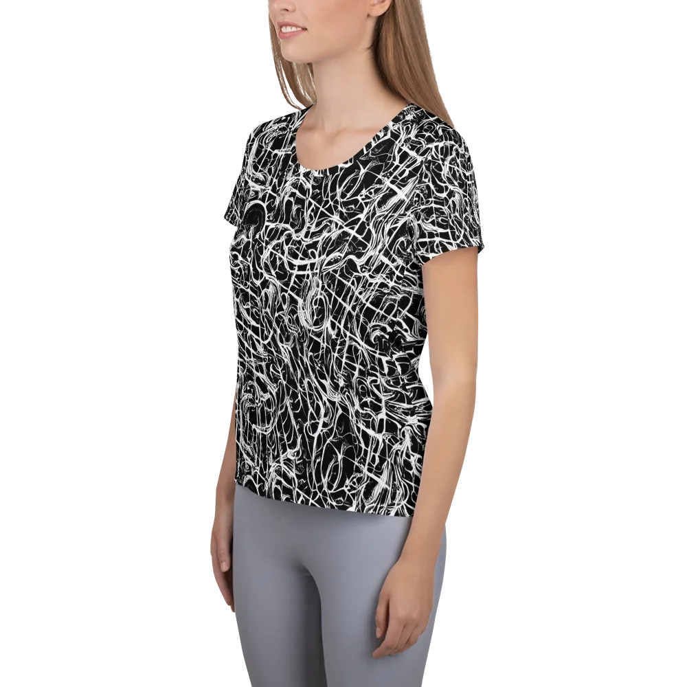 White Noise Bloom on Women's Athletic T-Shirt — Left