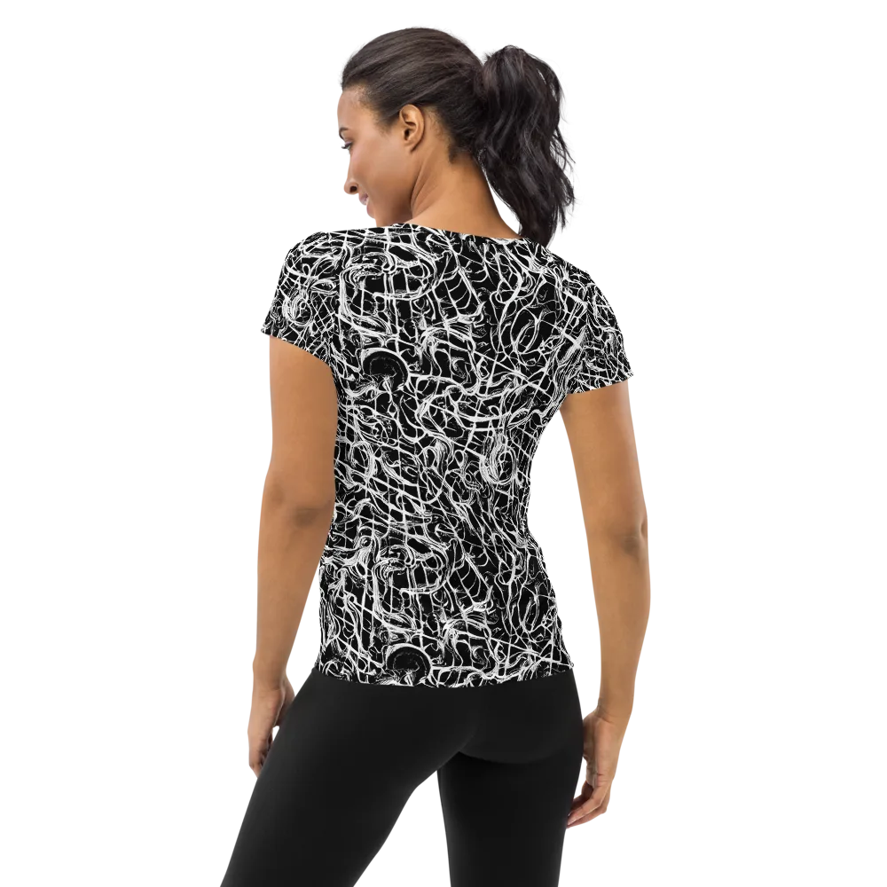 White Noise Bloom on Women's Athletic T-Shirt — Back