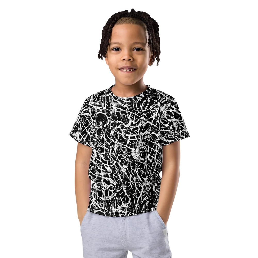 White Noise Bloom on Kids Crew Neck T-Shirt — Front