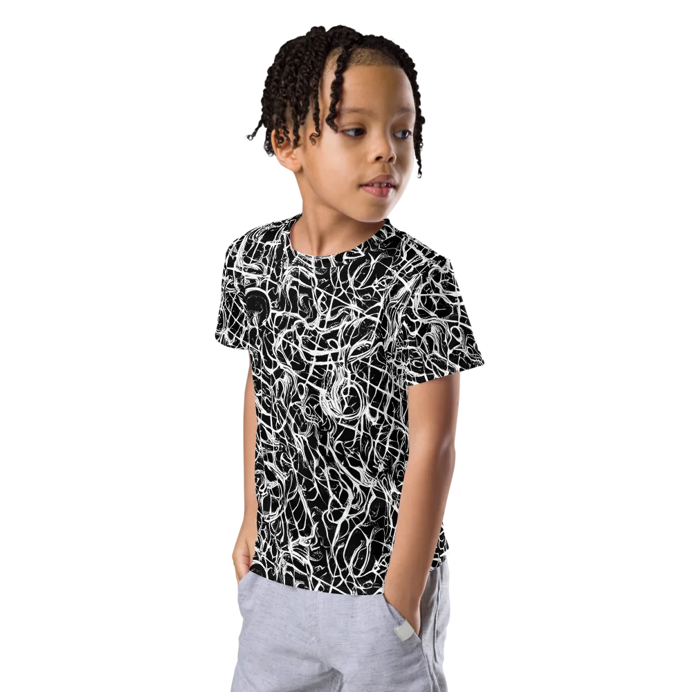 White Noise Bloom on Kids Crew Neck T-Shirt — Left Front