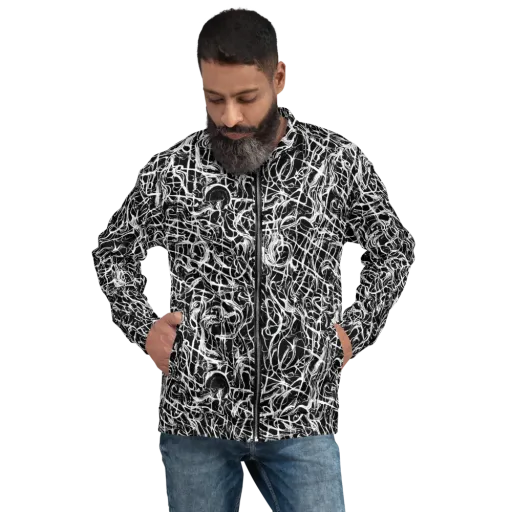 White Noise Bloom on a Bomber Jacket