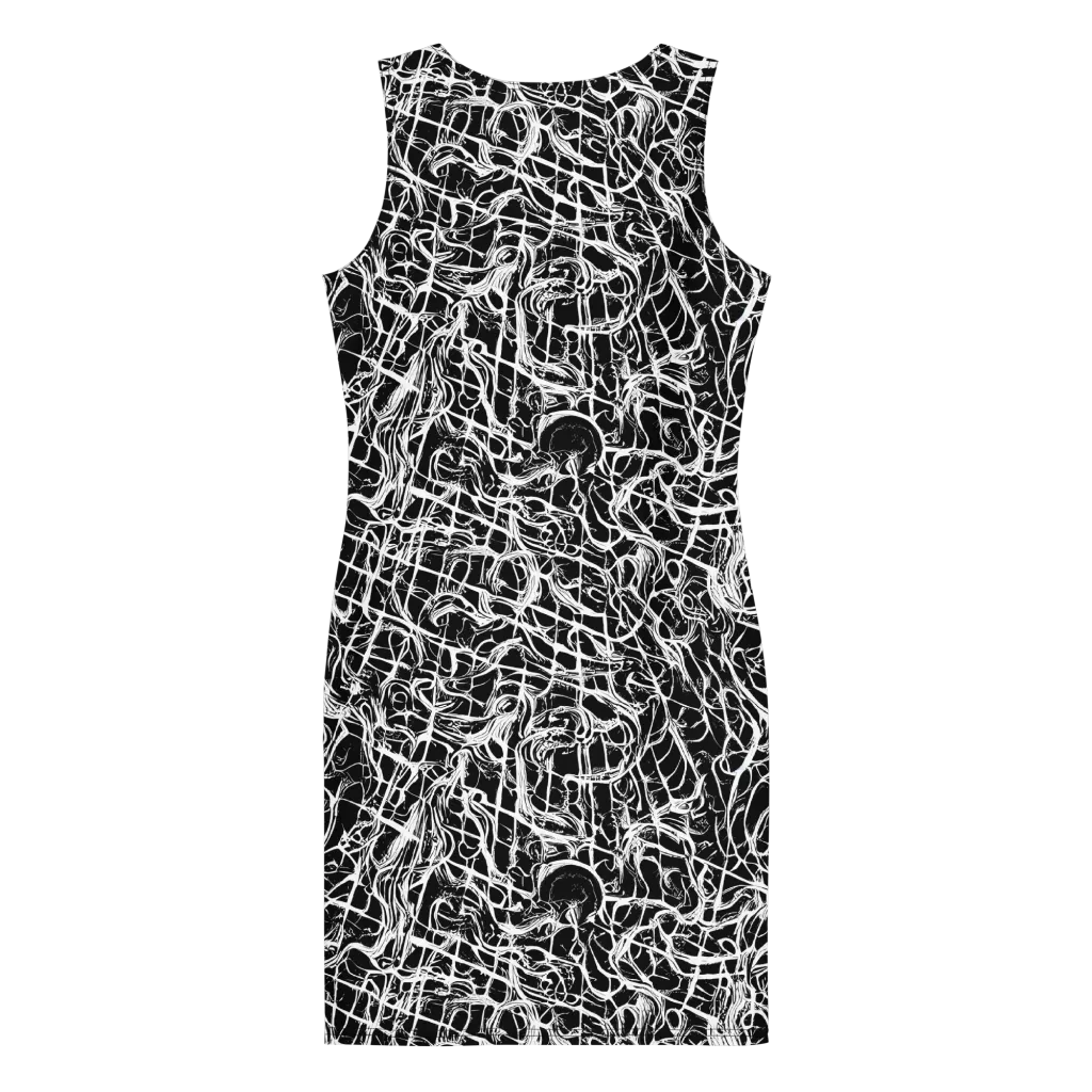 White Noise Bloom on Bodycon Dress — Back