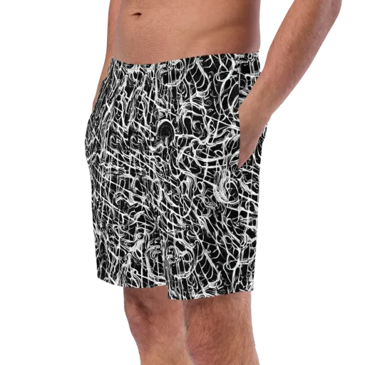 White Noise Bloom on a Swim Trunks