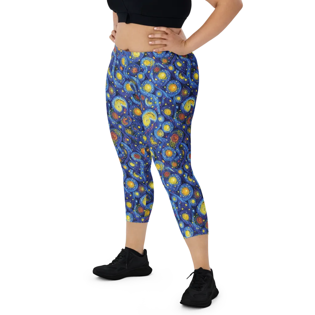 Cosmic Whirl on Capri Leggings — Front