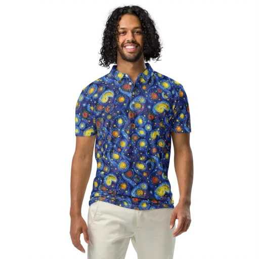 Cosmic Whirl on a Men's Slim Fit Polo Shirt