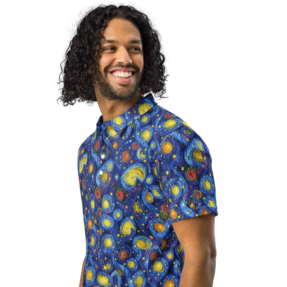 Cosmic Whirl on Men's Slim Fit Polo Shirt — Left Front