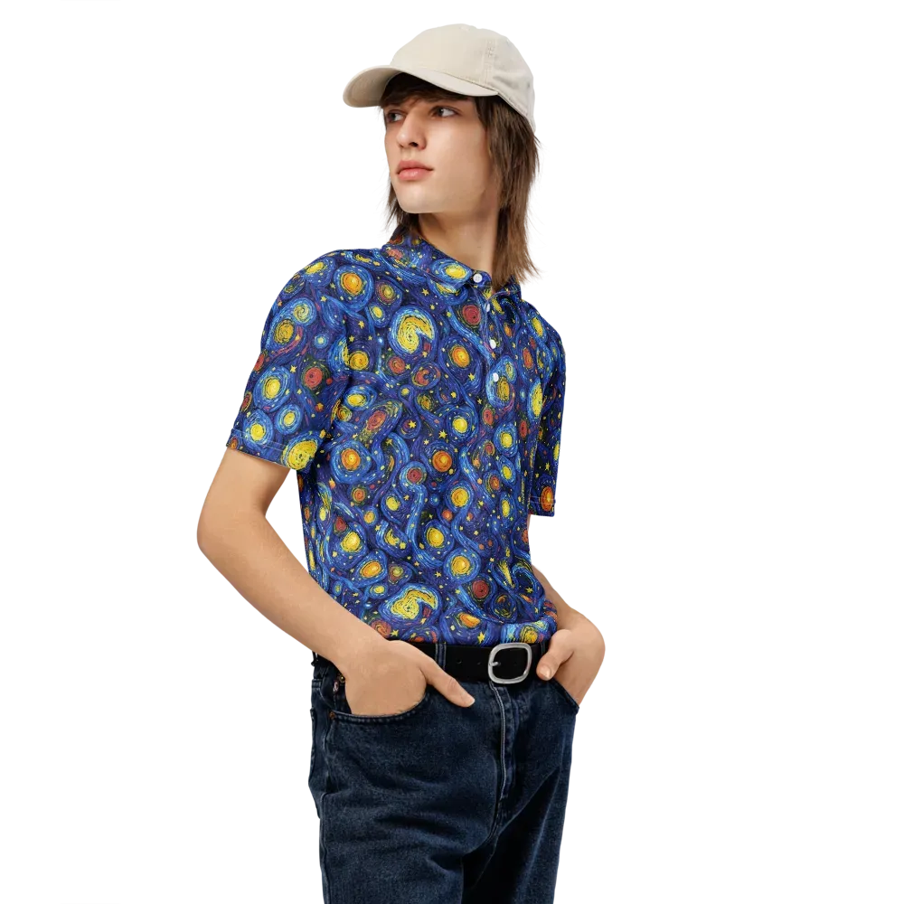 Cosmic Whirl on Men's Slim Fit Polo Shirt — Right Front