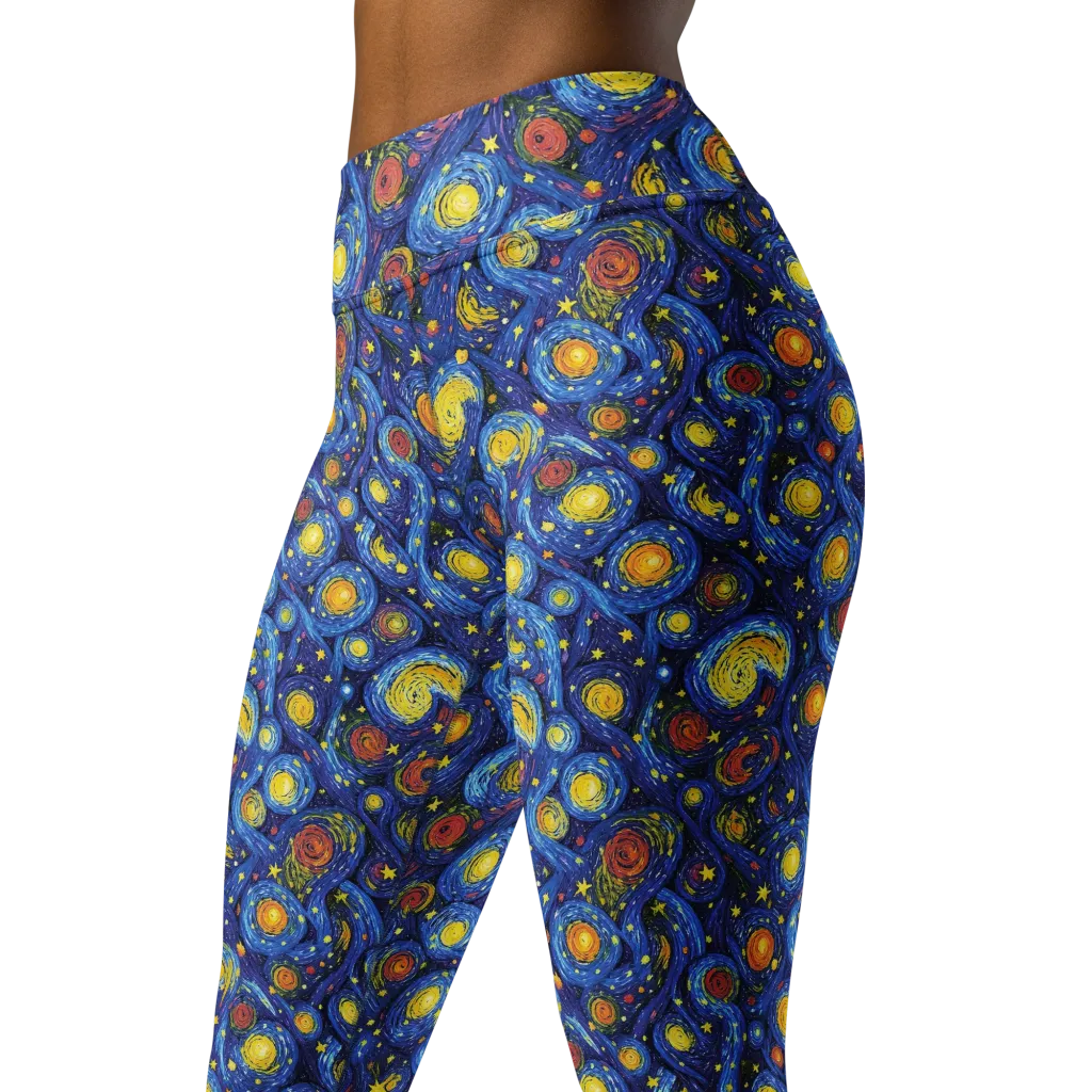 Cosmic Whirl on Yoga Leggings — Left Front