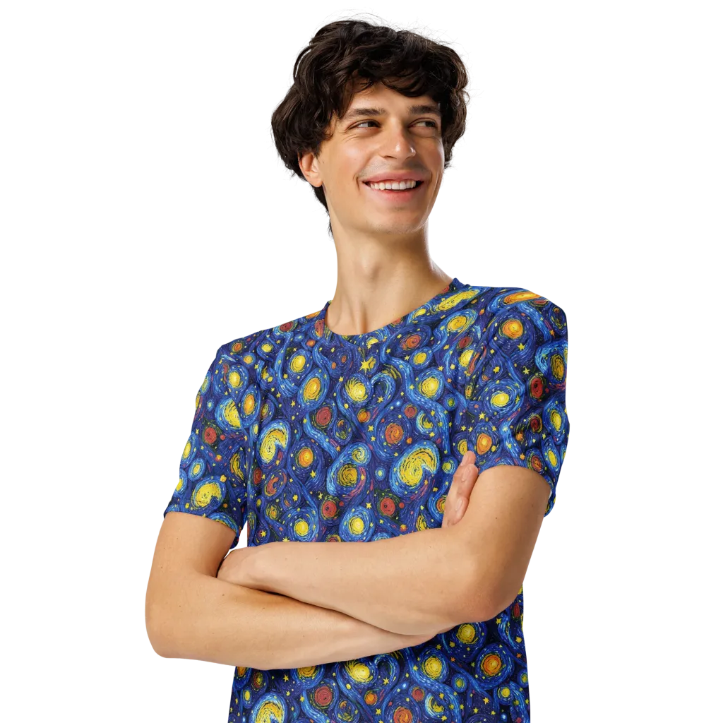 Cosmic Whirl on Men's Crew Neck T-Shirt — Left Front