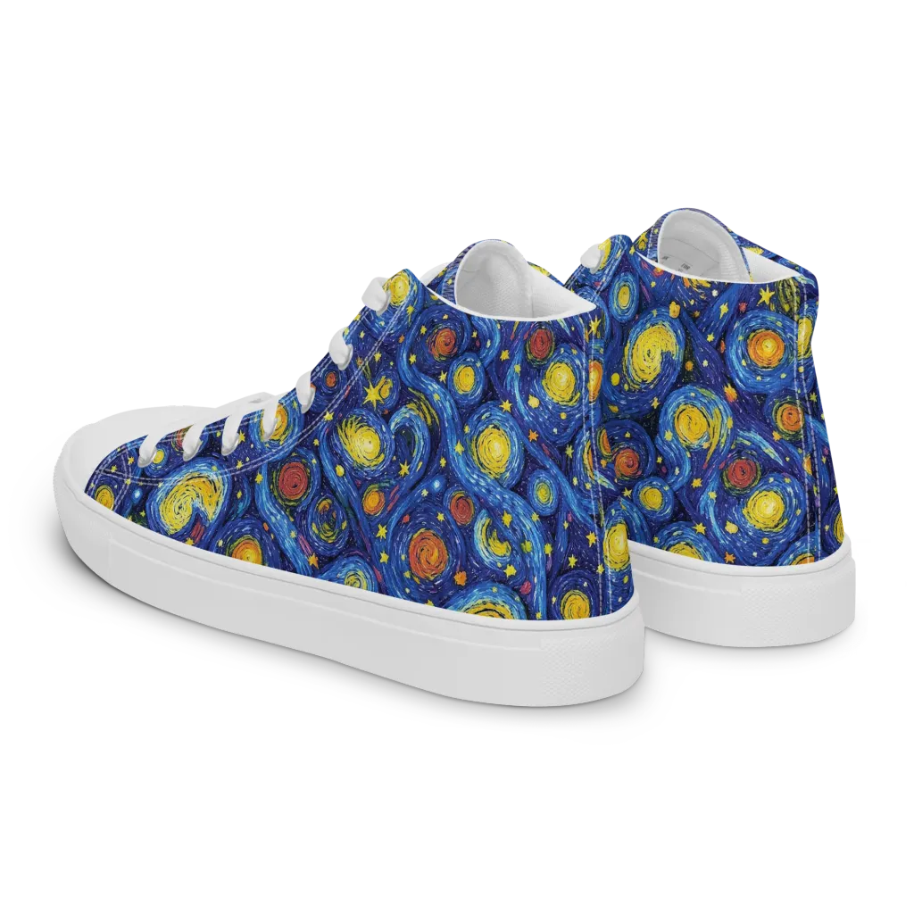 Cosmic Whirl on Men's High Top Canvas Shoes — Left Back