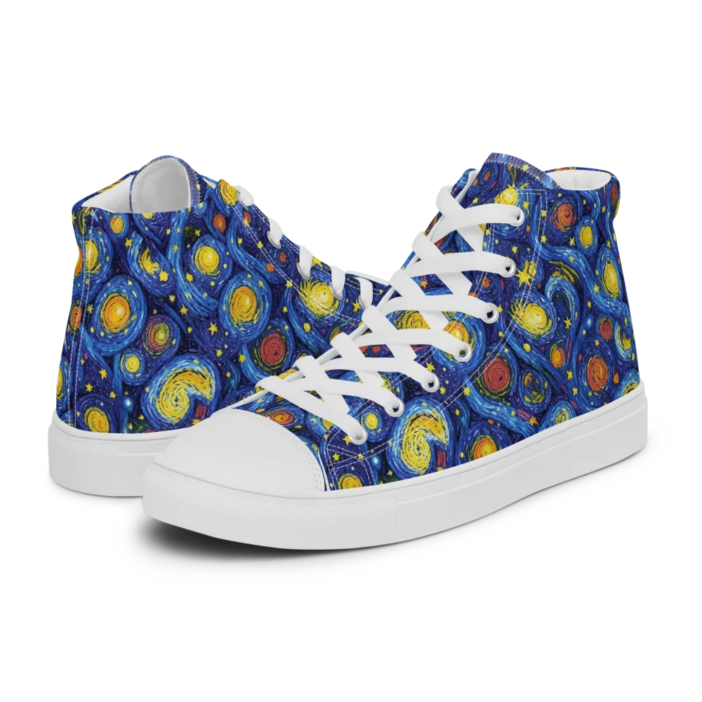 Cosmic Whirl on Men's High Top Canvas Shoes — Left