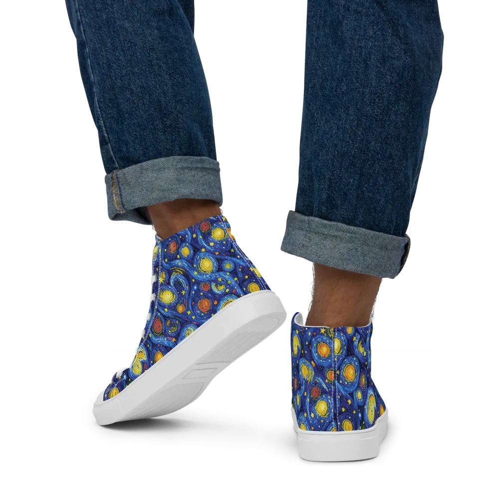 Cosmic Whirl on Men's High Top Canvas Shoes — Back