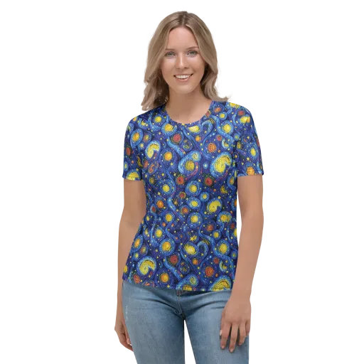 Cosmic Whirl on a Women's Crew Neck T-Shirt