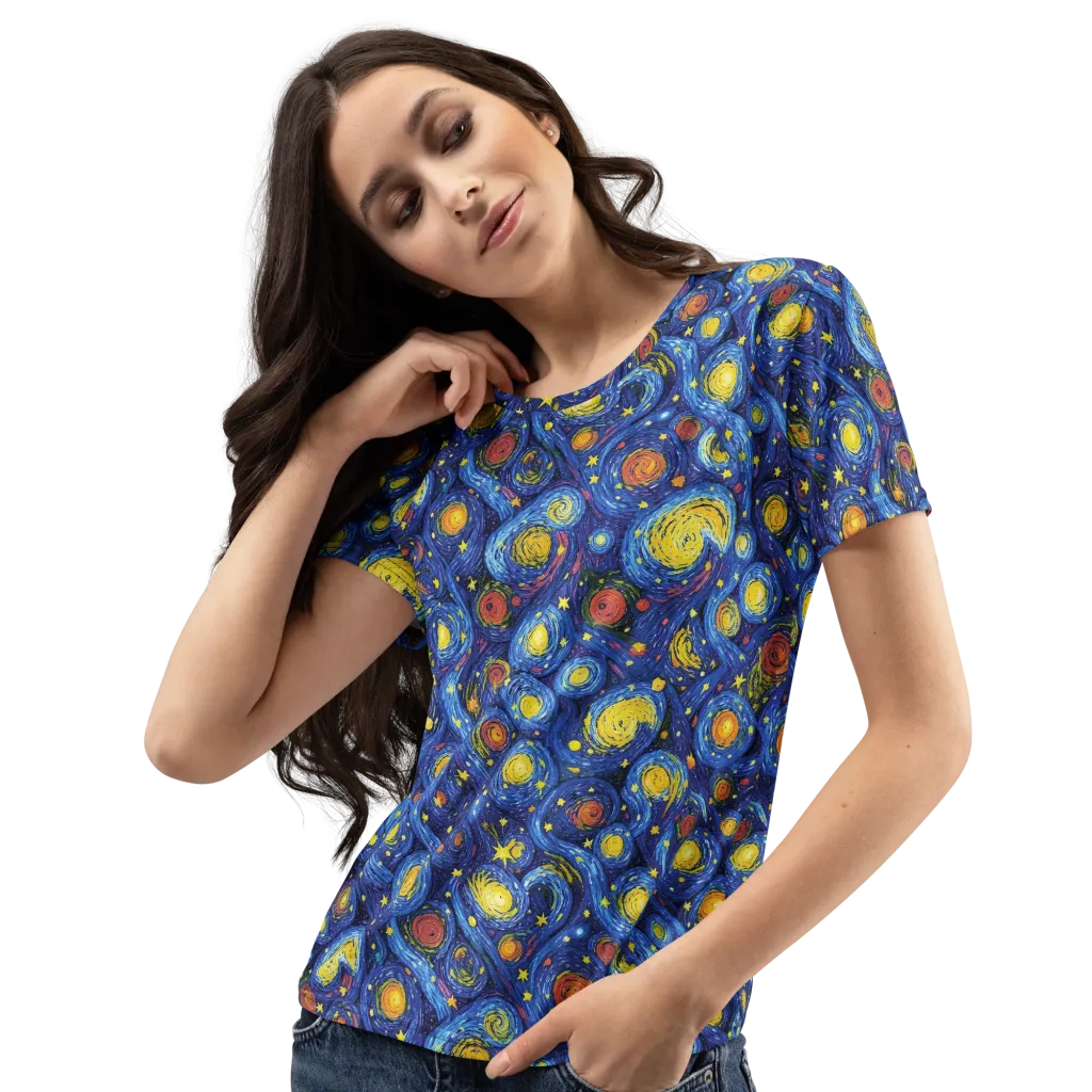 Cosmic Whirl on Women's Crew Neck T-Shirt — Left Front