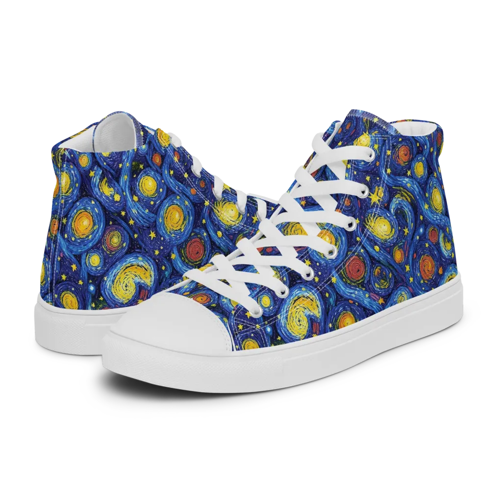 Cosmic Whirl on Women's High Top Canvas Shoes — Left