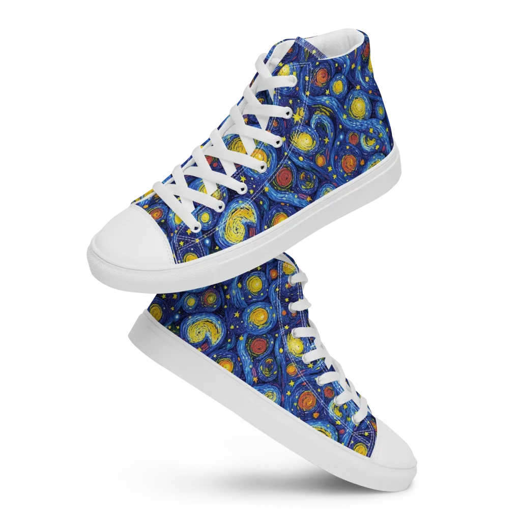 Cosmic Whirl on Women's High Top Canvas Shoes — Front