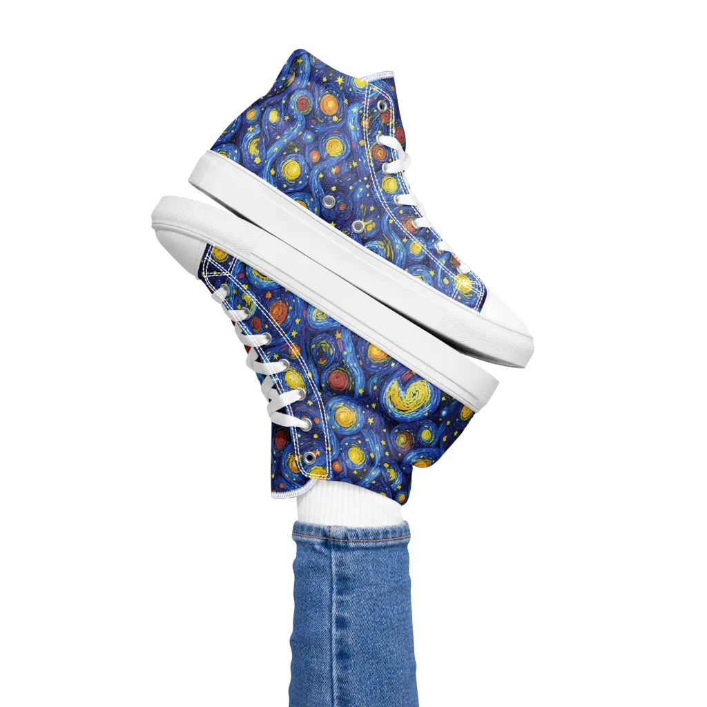 Cosmic Whirl on Women's High Top Canvas Shoes — Left