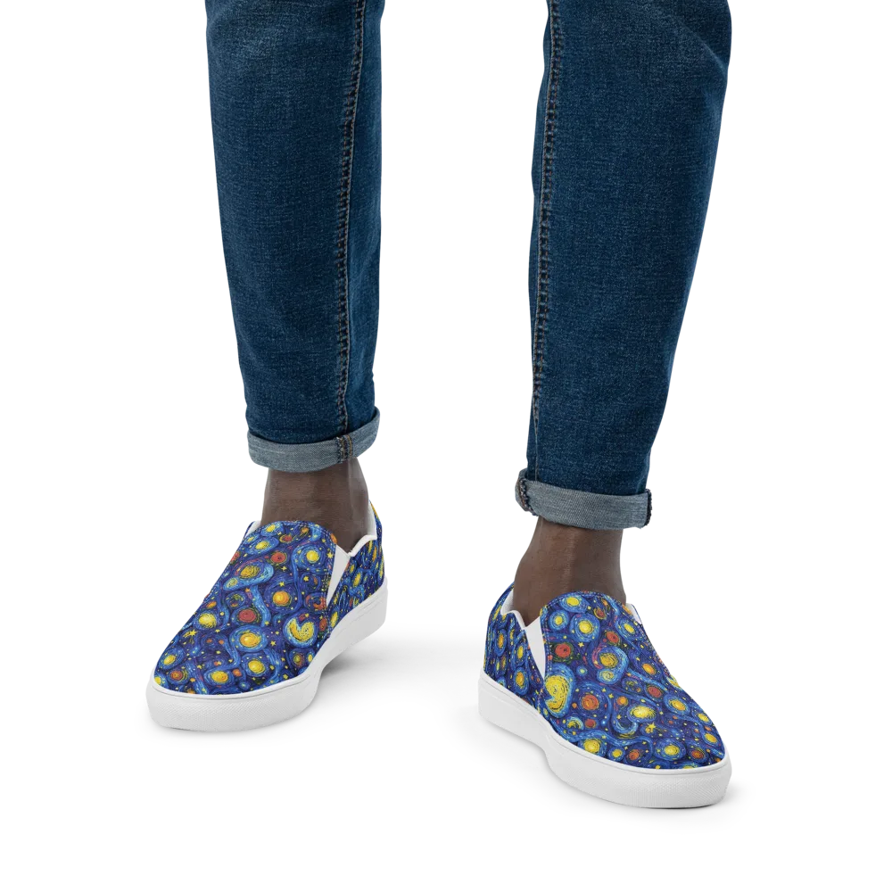 Cosmic Whirl on Men's Slip-On Canvas Shoes — Front