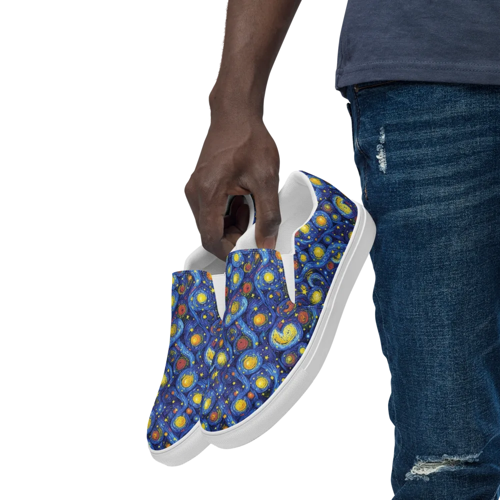 Cosmic Whirl on Men's Slip-On Canvas Shoes — Left Front