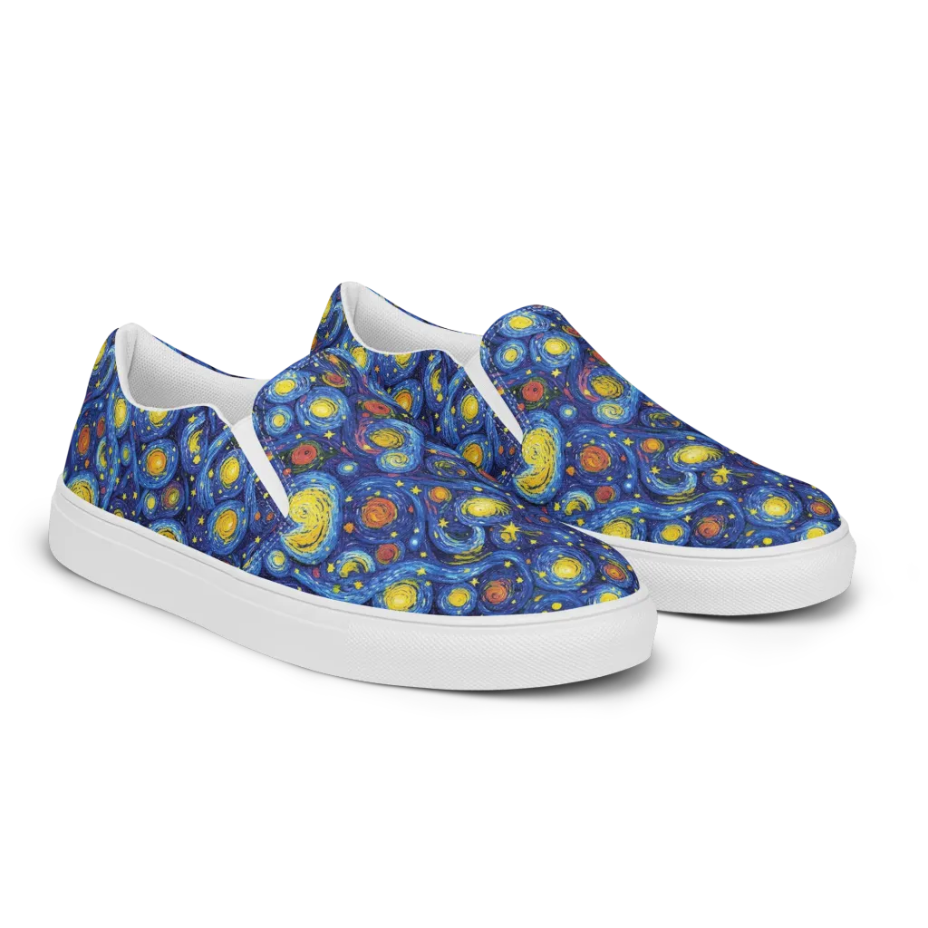 Cosmic Whirl on Women's Slip-On Canvas Shoes — Right Front