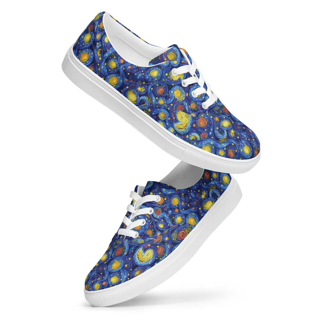 Cosmic Whirl on Men's Lace-Up Canvas Shoes — Front