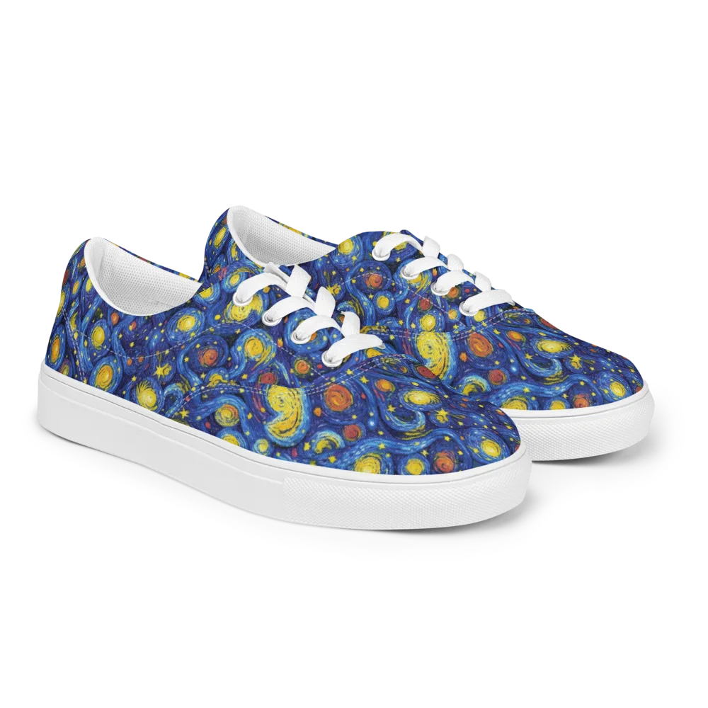 Cosmic Whirl on Men's Lace-Up Canvas Shoes — Right Front