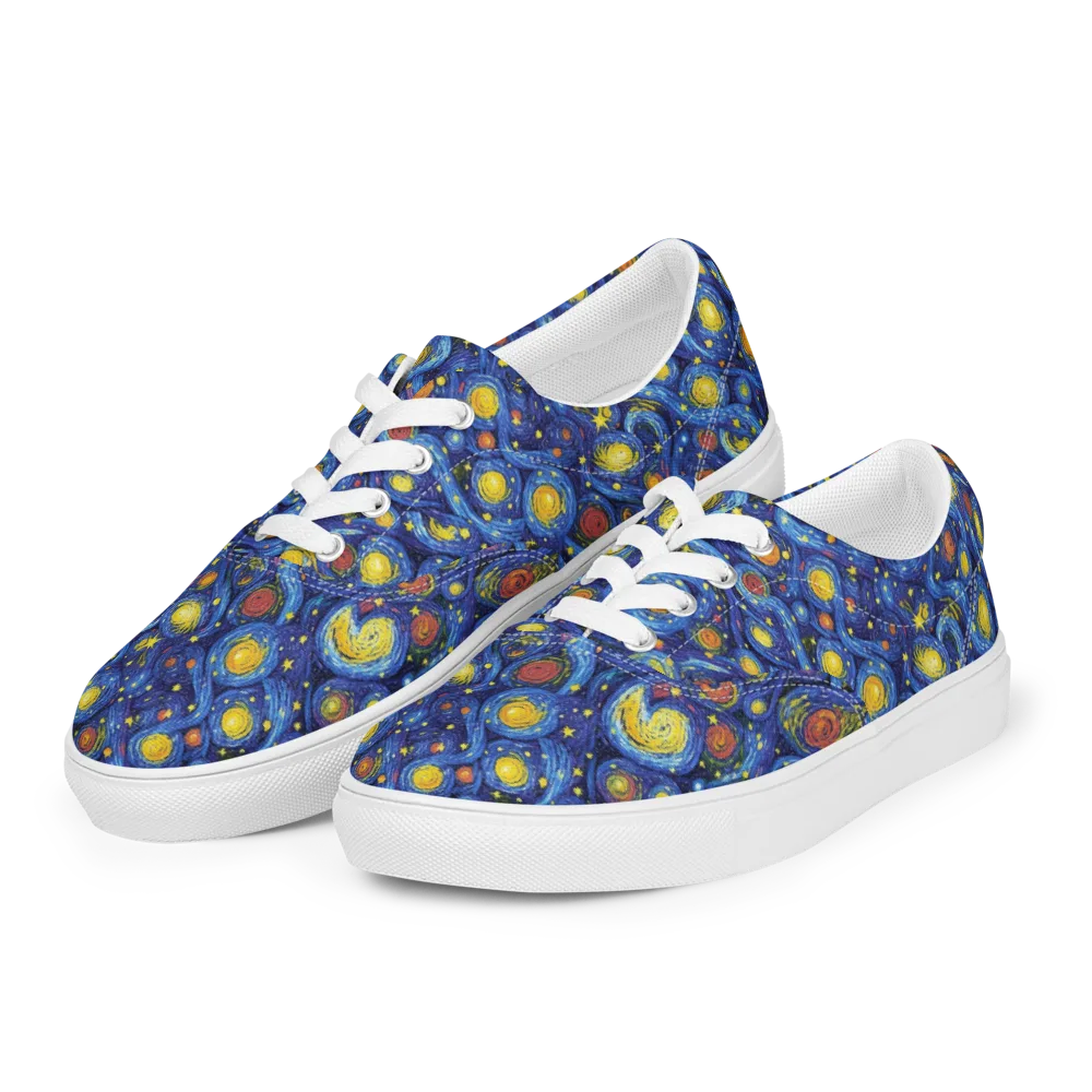 Cosmic Whirl on Men's Lace-Up Canvas Shoes — Left Front