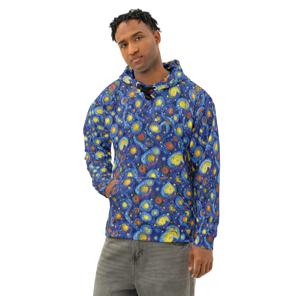 Cosmic Whirl on Cotton Hoodie — Left Front