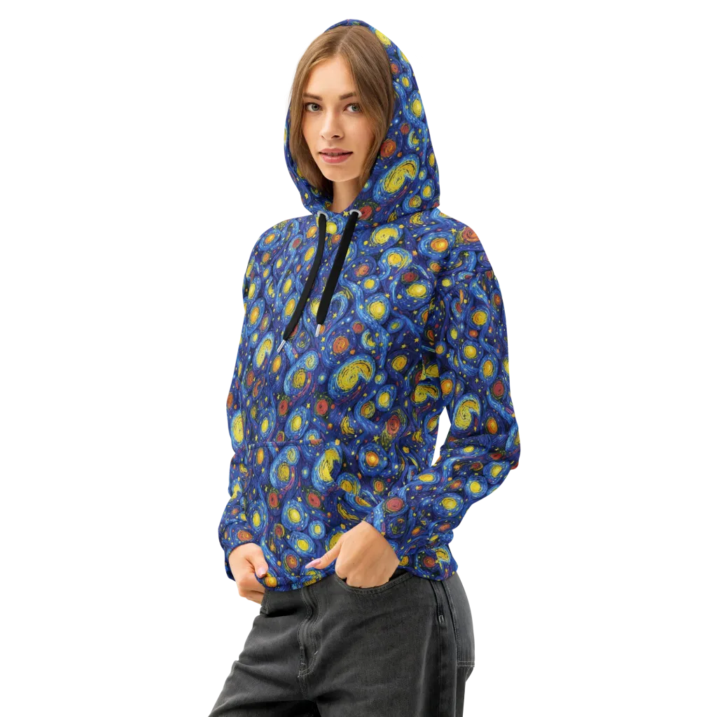 Cosmic Whirl on Cotton Hoodie — Left Front