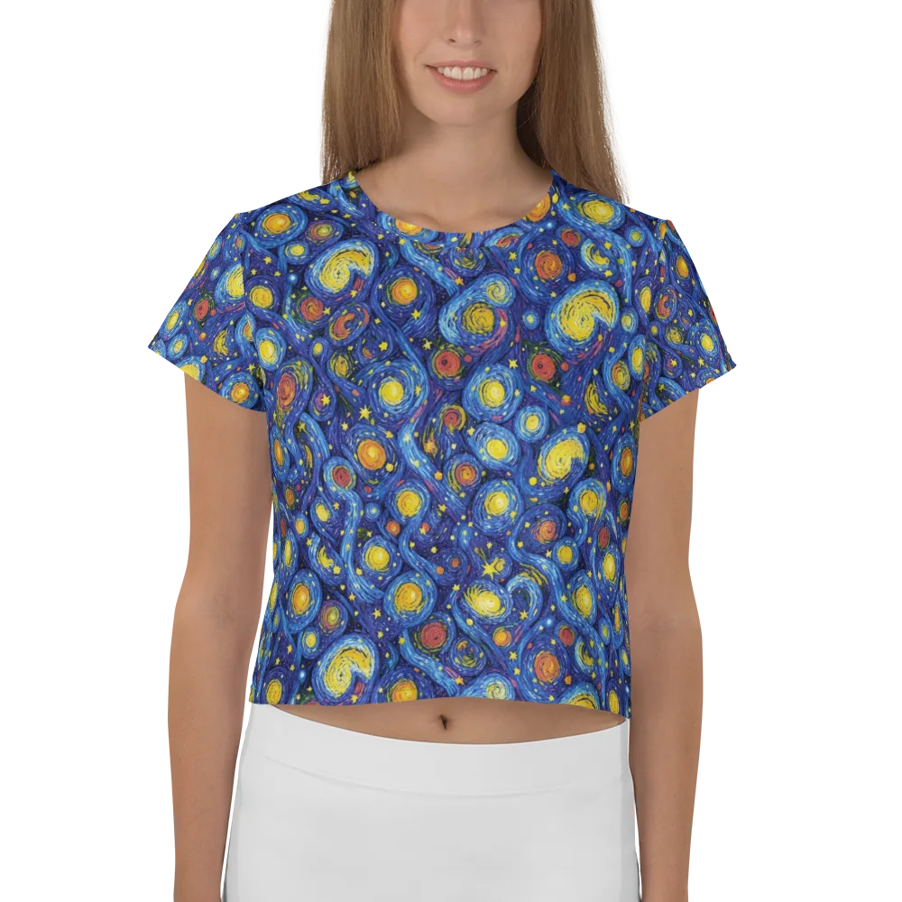 Cosmic Whirl on Crop Tee — Front