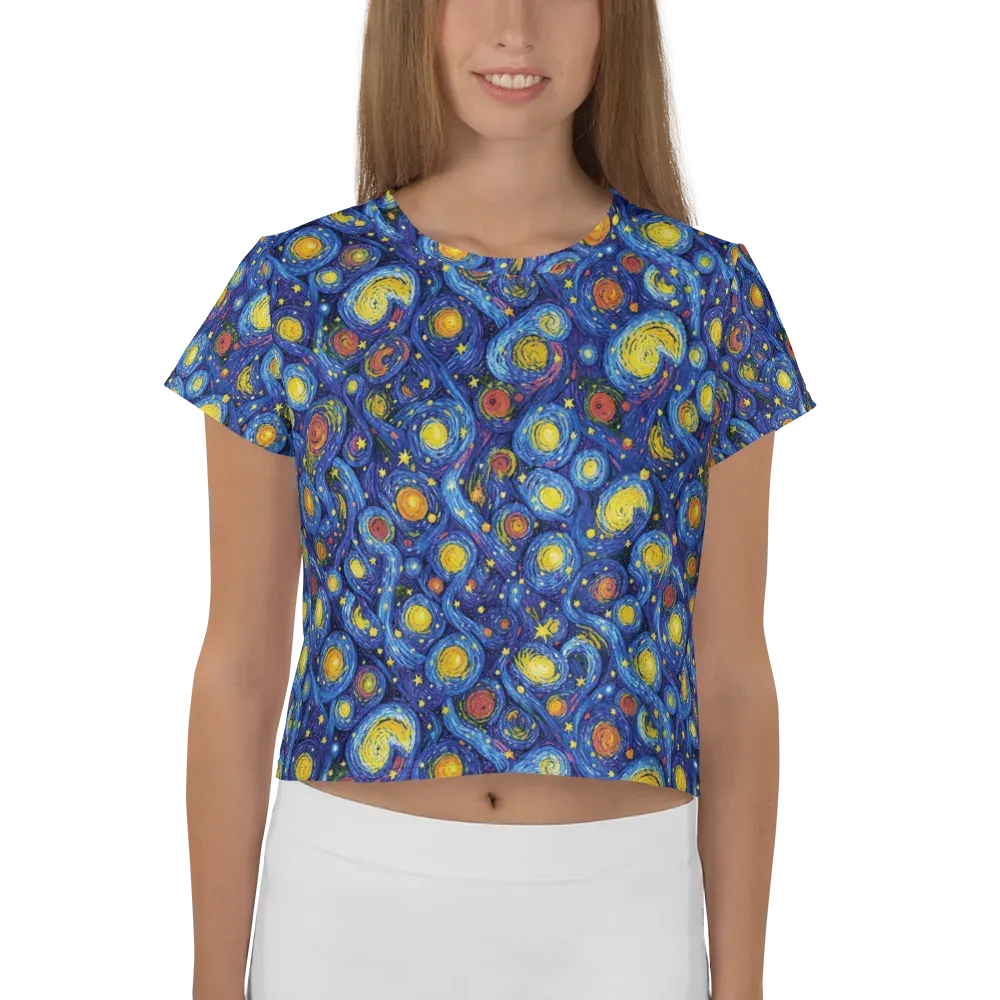 Cosmic Whirl on Crop Tee — Front