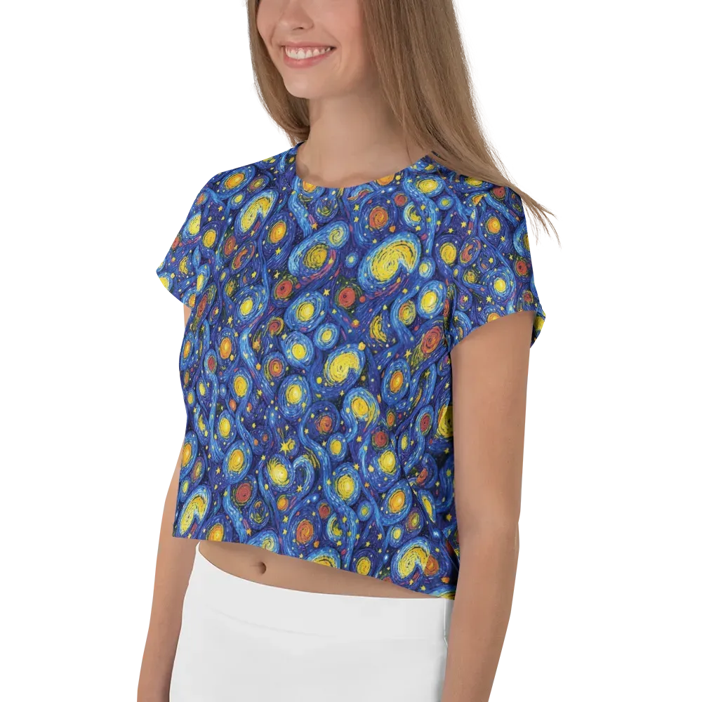 Cosmic Whirl on Crop Tee — Left