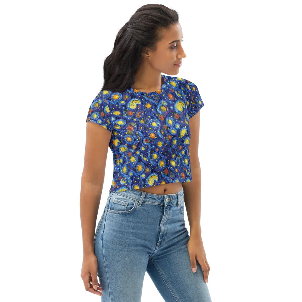 Cosmic Whirl on Crop Tee — Right Front