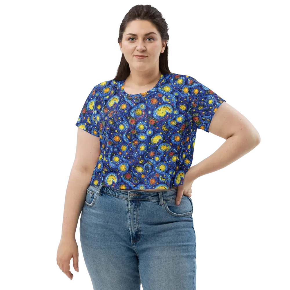 Cosmic Whirl on Crop Tee — Front