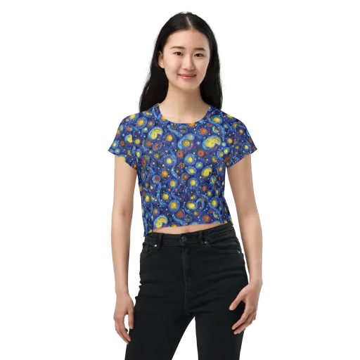 Cosmic Whirl on a Crop Tee