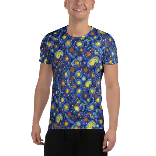 Cosmic Whirl on a Men's Athletic T-Shirt