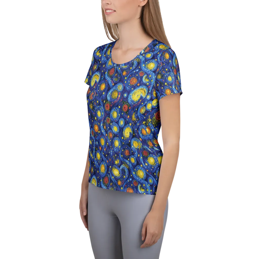 Cosmic Whirl on Women's Athletic T-Shirt — Left