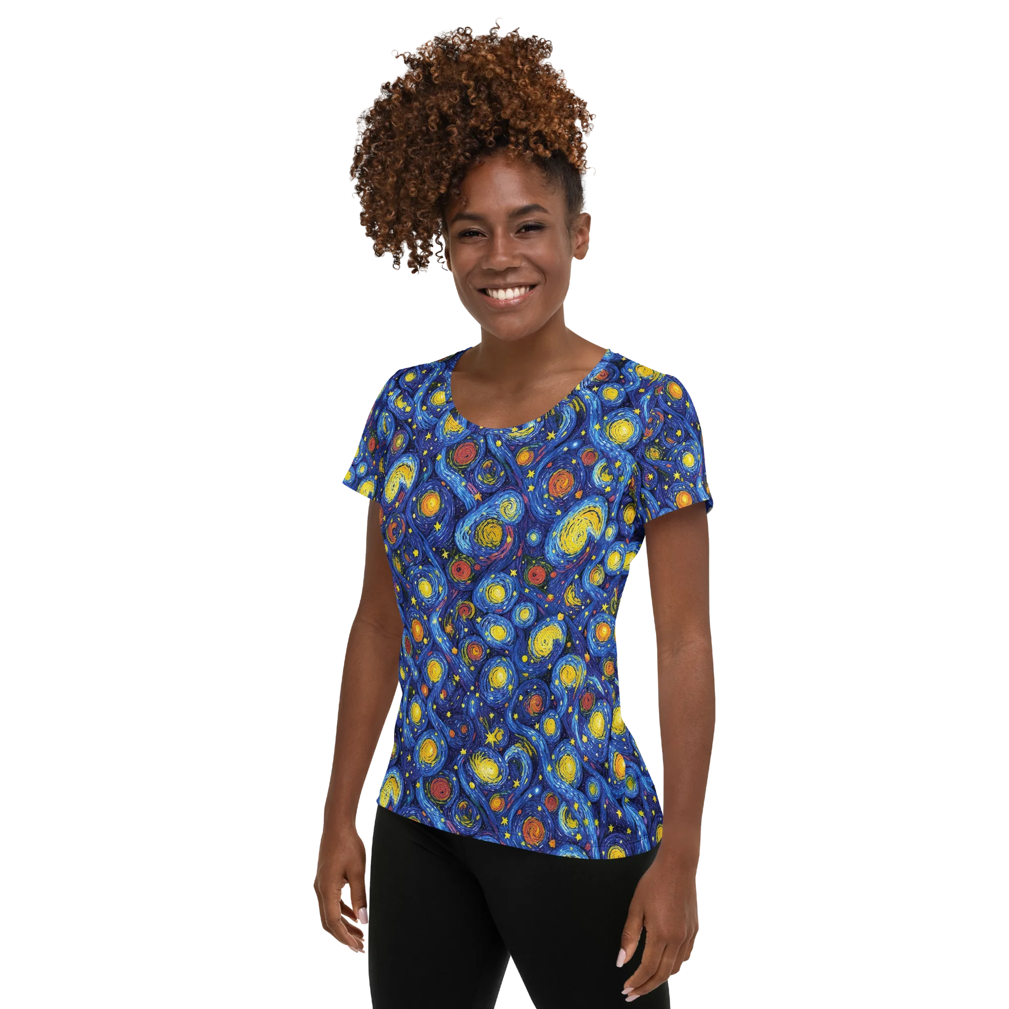 Cosmic Whirl on Women's Athletic T-Shirt — Left