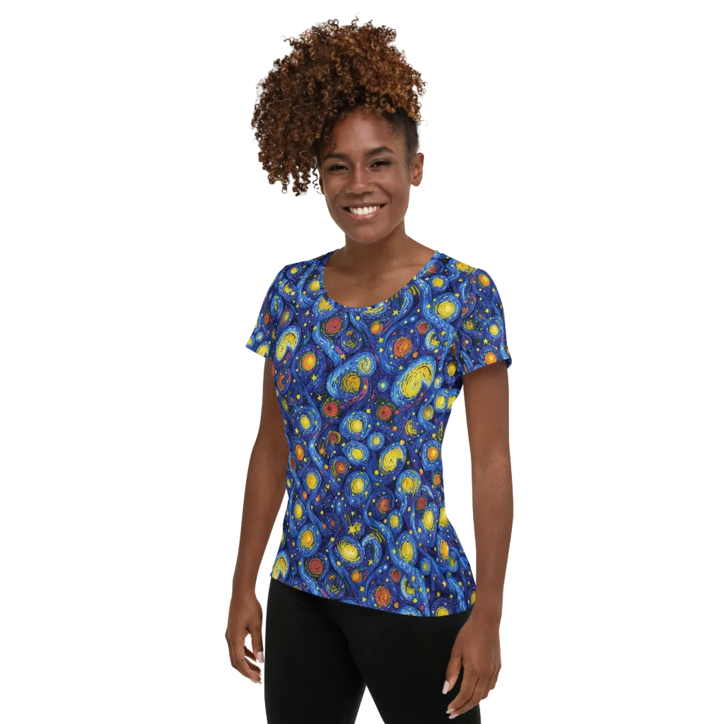 Cosmic Whirl on Women's Athletic T-Shirt — Left