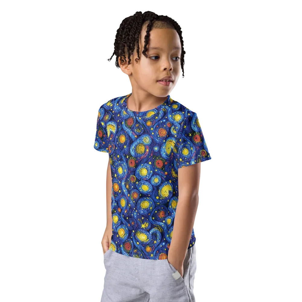 Cosmic Whirl on Kids Crew Neck T-Shirt — Left Front