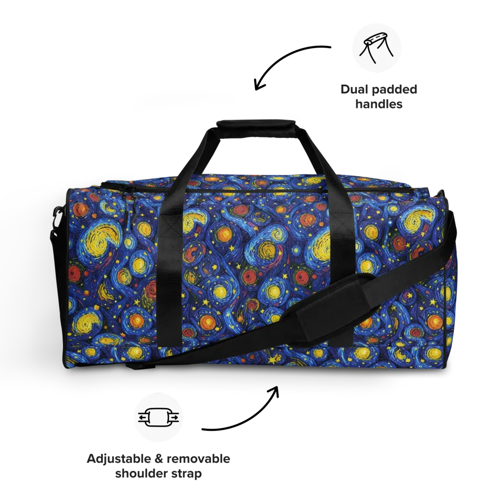 Cosmic Whirl on Duffle Bag — Front