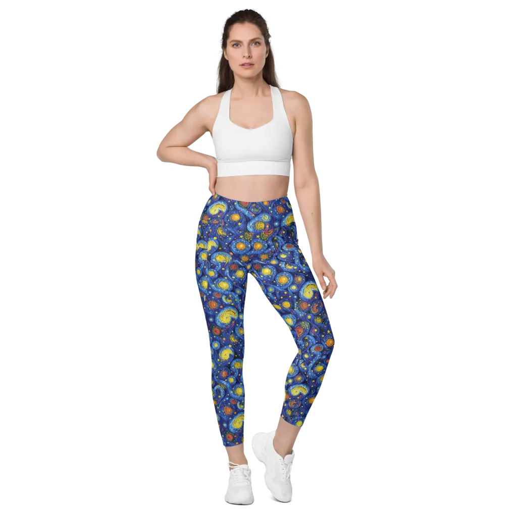 Cosmic Whirl on Leggings with Pockets — Front