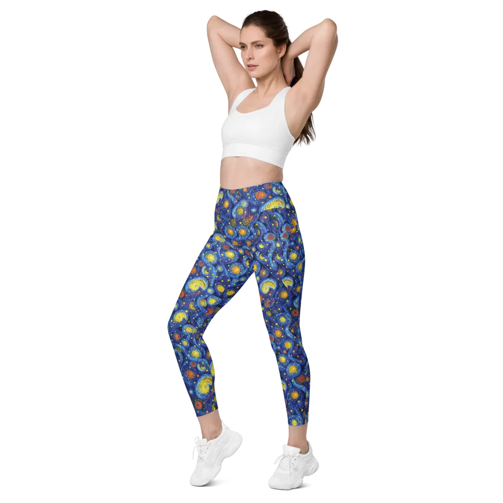 Cosmic Whirl on Leggings with Pockets — Left Front